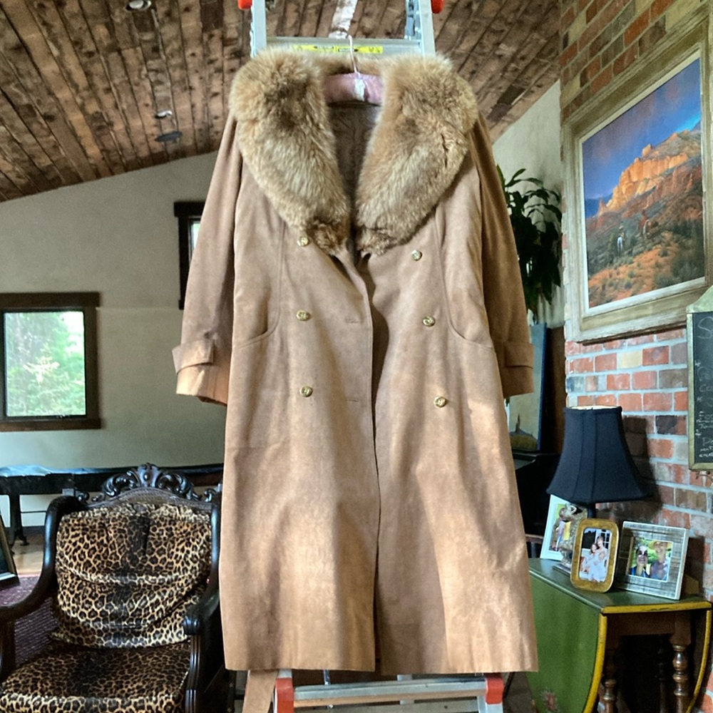 Movie Star Alice Faye’s Amelia Gray fur collar coat size S or 6